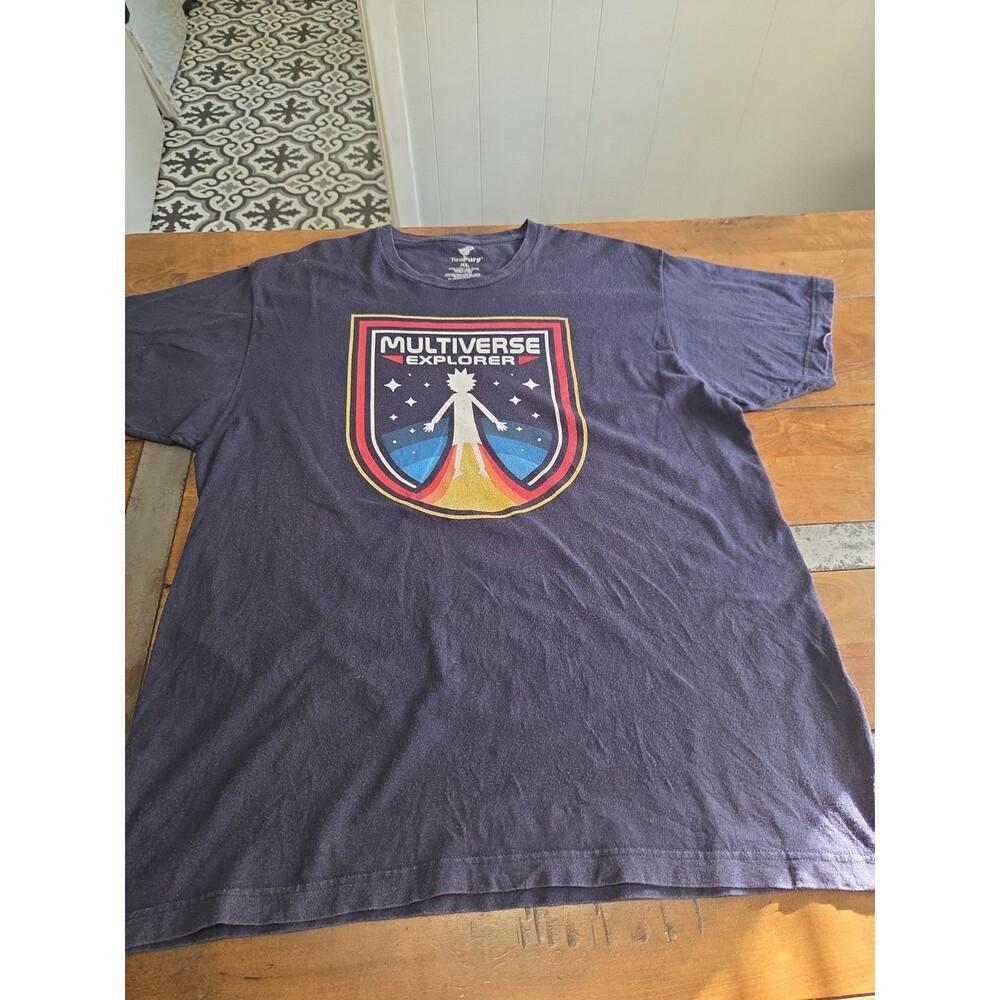 Rick And Morty Shirt Extra Large Navy Multiverse Explorer Tee TeeFury Retro XL